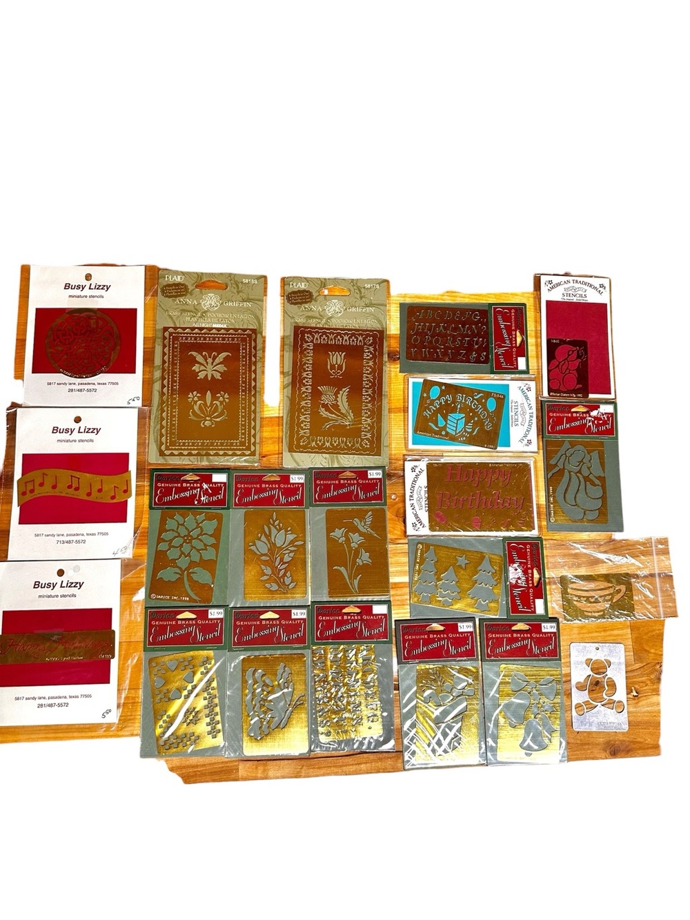 Lot of 21 Vintage Dry Embossing Brass Stencils Paper Crafting Scrapbooking